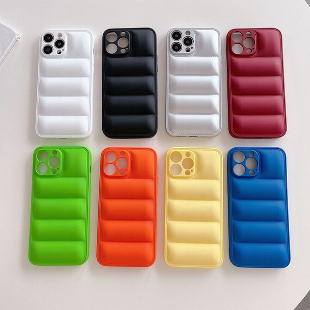 TPU Cotton Puffer Case Blue Klein Soft Touch Puffer Down Jacket Phone Case Cover for Iphone 14 13 12 11 Pro Max X Xr Xs