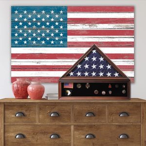 Boîte de présentation pour drapeau funéraire de 2026 pour drapeau funéraire et médailles de veteran, en bois massif, avec verre véritable, porte-certificat - Product Image 5
