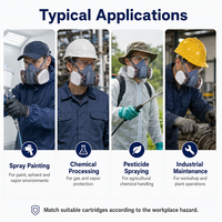 Demi-masque respiratoire en silicone CF7502 réutilisable avec cartouche, certifié CE EN140 NIOSH, pour produits chimiques et peinture en aérosol, vente en gros, expédition immédiate