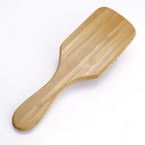 Simple Style Portable Hair Care Brush Anti-Static Paddle Handle Cushion Comb Bamboo Wood Material For Travel Detangling Hair
