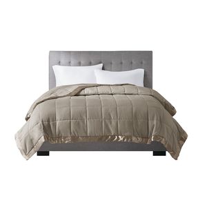 DB <b>100</b>% Cotton Nonwoven Queen Size All Seasons Portable Solid Pattern Alternatiive Blanket with Satin Trim Lightweight - Product Image 2