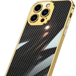 Fashion stainless steel metal carbon fiber phone case lightweight protective cover for iphone 11/12/13/14