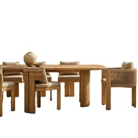 Ensemble de meubles de jardin en teck de luxe avec table et chaises, coussins résistants aux UV pour patio, cour, resort et villa