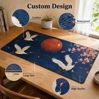 Grand tapis de bureau en cuir imperméable, tapis de souris personnalisé avec impression Ukiyoe Crane Seigaiha, tapis de bureau