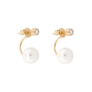 ジェムネルエレガントな女性のジュエリーイヤリングホワイトシェルパールとダイヤモンドダーリン925シルバースタッドイヤリング - Product Image 1