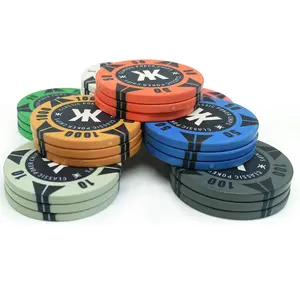 Chip Poker Keramik 39Mm Kustom Klasik Logo Ept Tepi Mengkilap Dapat Dicetak 10G Pasokan Pabrik untuk Permainan Hiburan Kasino