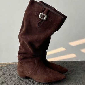 Bottes de cowboy mi-mollet à talon bas et bout pointu, style décontracté et froncé, pour femme - Collection 2026 - Product Image 2