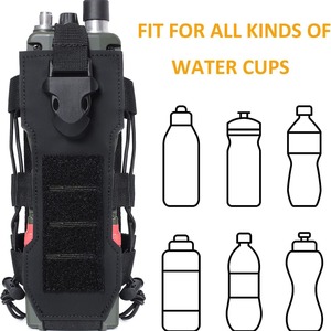 Tactical Water Bottle Sleeve Elastic Adjustable Holder For Outdoor Hiking Cycling With Buckle Closure Black Khaki Military Green - Product Image 1