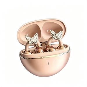 Butterfly Charm Open Ear Clip <b>Bluetooth</b> Earbuds Premium Metallic Finish Compact Portable Case HiFi Stereo Daily Music Earbuds - Product Image 2