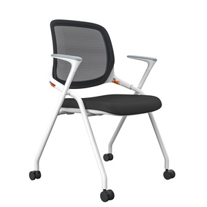 Chaise de bureau moderne pliable en maille avec tablette d'écriture, roulettes confortables, chaise de formation pour l'école et usage commercial - Product Image 3