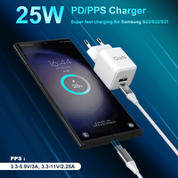 Cargador Gan 25w 18w Universal QC PD 3.0 Cargador de pared USB portátil de 18w 25w Tipo C Cargador rápido para teléfono móvil