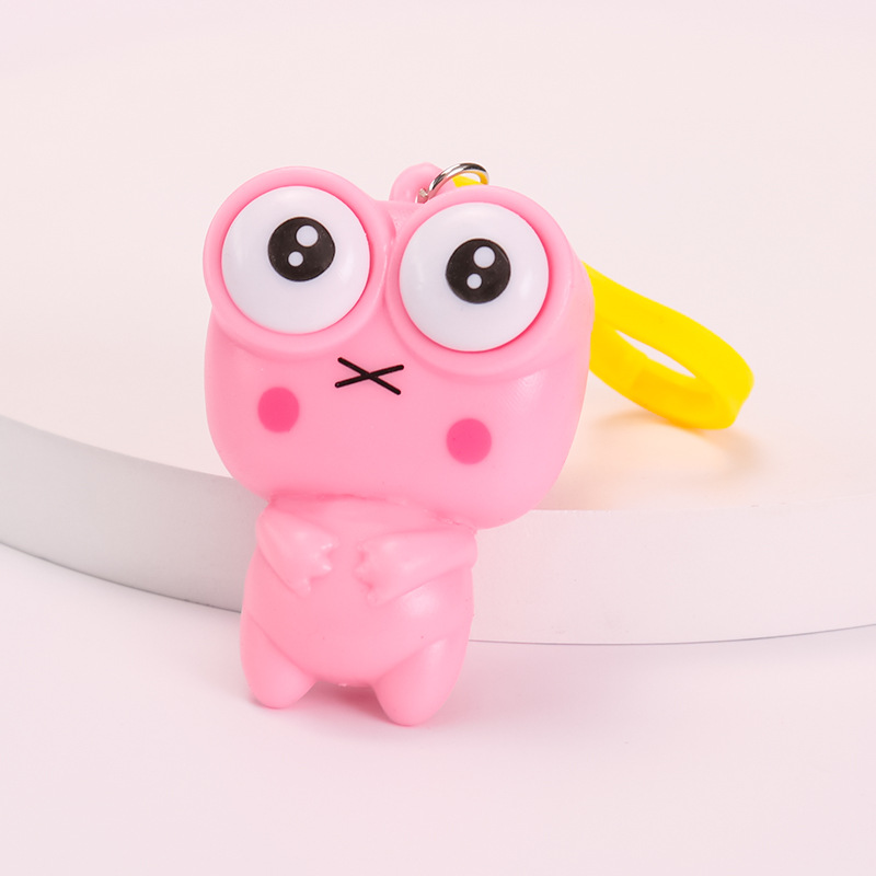 20514-pink frog popping-eyes keychain