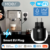 Prise intelligente WiFi MOES Tuya 16A, prise EU, étanche IP44, anti-poussière, moniteur de consommation d'énergie, compatible avec Alexa et Google Home