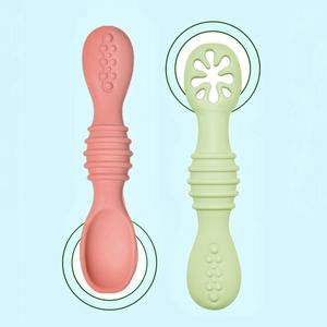 <span class=keywords><strong>Cuchara</strong></span> de Silicona de Primera Etapa para Bebés, Utensilios de Aprendizaje para la Alimentación, Juego de Cucharas para Bebés, Juego de Cucharas para la Dentición <span class=keywords><strong>BLW</strong></span> para Mayores de 6 Meses - Product Image 3