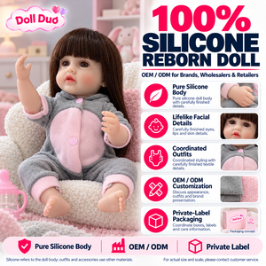Muñeca Reborn de Silicona de Cuerpo Completo de 18 Pulgadas, Personalizada, con Atuendo de Conejita Rosa y Pelo Castaño, Juguete Educativo para Niñas, Regalo de Navidad - Product Image 1