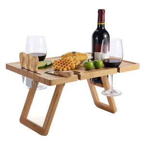 <span class=keywords><strong>Table</strong></span> de pique-nique portable en bambou avec porte-vin, <span class=keywords><strong>table</strong></span> de plage pliable et <span class=keywords><strong>table</strong></span> de pique-nique pour vin, accessoires de pique-nique avec planche à charcuterie - Product Image 4