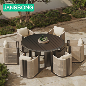 Set <span class=keywords><strong>Tavolo</strong></span> <span class=keywords><strong>da</strong></span> Pranzo <span class=keywords><strong>Rotondo</strong></span>, Arredamento per Ristoranti, Set <span class=keywords><strong>da</strong></span> <span class=keywords><strong>Giardino</strong></span> per Villa, Set di Mobili <span class=keywords><strong>da</strong></span> Patio in Alluminio di Alta Qualità, Arredamento per Esterni per Hotel - Product Image 2