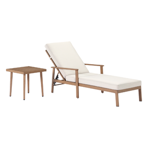 Single <b>Height</b> <b>Adjustable</b> Lightweight Aluminum Frame Sun Lounger Side <b>Table</b> Set Cushions Eco-Friendly UV Resistant Contemporary - Product Image 3