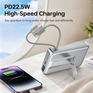 Cargador Portátil Magnético Inalámbrico Delgado PD de 22.5W con Pantalla LED y 2 Cables Integrados para Teléfono Móvil - Product Image 3