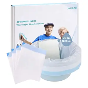 Double Layer Drawstring Design Leak-Proof Seal Portable Toilet Waste Bags, LDPE, Pack of 30