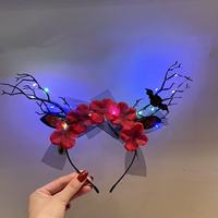 Serre-têtes d'Halloween pour des séances photo amusantes, accessoires de costume, serre-têtes lumineux en dentelle fleurie et accessoires de tête scintillants