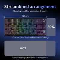 Clavier mécanique de jeu filaire USB-C rétroéclairé RGB SKYLOONG GK75 75% avec interrupteurs KTT et touches PBT double injection QMK/VIA