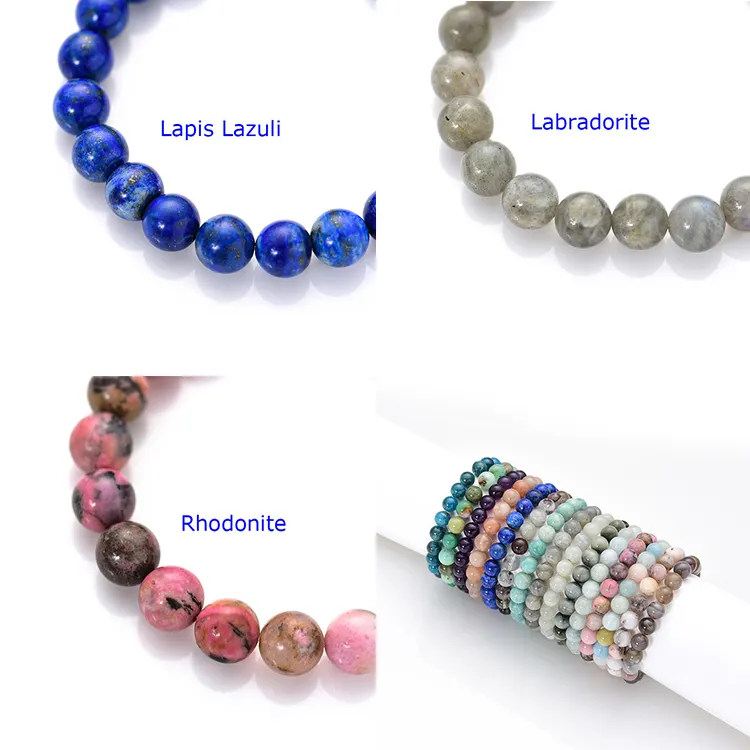 8mm Gorgeous Semi-Precious Gemstones Round Beads Energy Power Crystal Reiki Healing Elastic Stretch Bracelet for Women Men Gifts