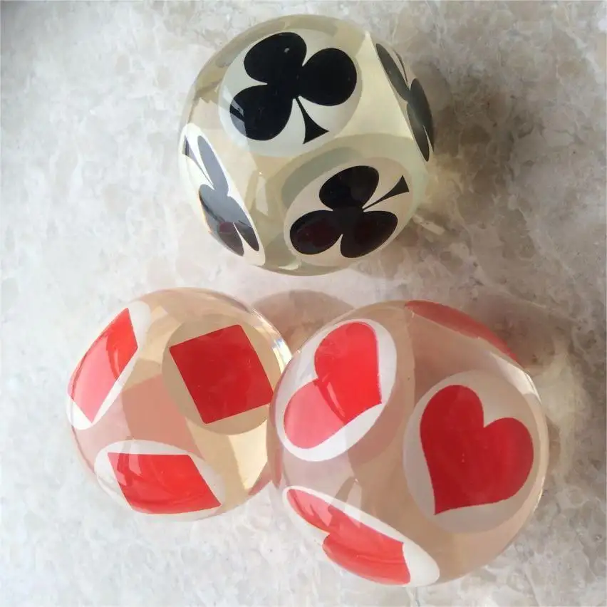 Craft Colorful poker pattern Plastic Engraved Transparent Colorful Resin Dice