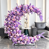 Hochzeitsdekoration Künstliche Blumen Mondbogen-Hintergrund Seidenrosen-Blumenarrangement für Zeremonien, Partys und Events Großhandel Deko
