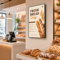 Écran mural commercial de 65 pouces avec panneau IPS à quatre bords égaux pour la signalisation numérique des menus dans les cafés et les boulangeries