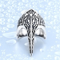 Yunnique Bague à griffes gothiques en acier inoxydable 316L, unisexe, finition argent antique, motif filigrane sculpté, style rebelle, motard, punk, hip-hop