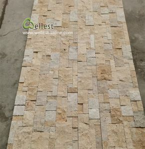 Revêtement mural en <span class=keywords><strong>pierre</strong></span> de calcaire jaune doré, <span class=keywords><strong>pierre</strong></span> décorative imperméable pour villa, décoration murale pour <span class=keywords><strong>mur</strong></span> extérieur, revêtement mural pour maison - Product Image 2