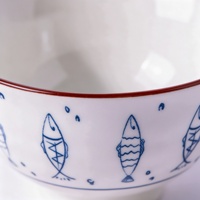Mangkuk Porselen Buatan Tangan Jingdezhen Motif Kucing Ikan Bunga, Dapat Ditumpuk, Aman untuk Microwave, Aman untuk Mesin Cuci Piring, untuk Penyajian Makanan