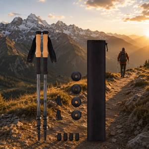 Bâtons <span class=keywords><strong>de</strong></span> <span class=keywords><strong>marche</strong></span> nordique télescopiques en aluminium personnalisés, 3 sections, légers, pointe en caoutchouc, capacité <span class=keywords><strong>de</strong></span> 250 lb - Product Image 1