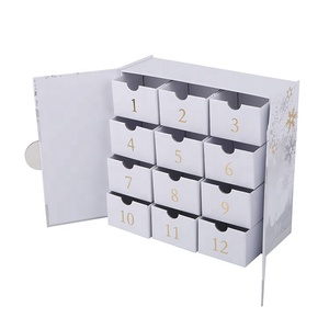 Nouveau design carton de luxe 8 jours/12 jours <span class=keywords><strong>calendrier</strong></span> de l'<span class=keywords><strong>avent</strong></span> boîte cadeau pour <span class=keywords><strong>bijoux</strong></span>, boîte d'emballage cadeau de Noël - Product Image 1