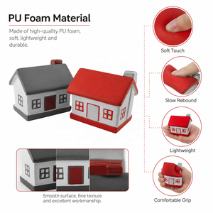Balle anti-stress personnalisée en forme de maison en mousse PU à rebond lent, jouet à presser pour cadeaux promotionnels immobiliers et branding de courtiers en emprunts hypothécaires - Product Image 4