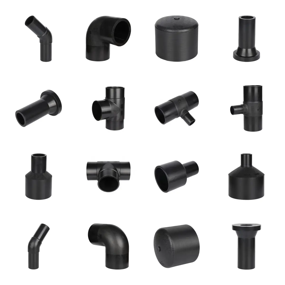 OEM ASTM butt fusion pe100 material Tee HDPE pipe and fittings with round head welding connection
