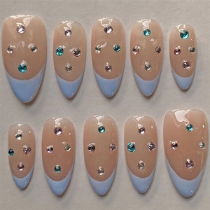 Nouvelles Idées de Produits : <span class=keywords><strong>Faux</strong></span> <span class=keywords><strong>Ongles</strong></span> à Presser en Acrylique 3D Fleur, Forme Amande Moyenne, Rose Kawaii, 10 Pièces, Faits Main, Manucure Longue Amande - Product Image 2