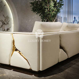 Nuevo Conjunto de Muebles con Diseño Craquelado, Sofá de Cuero de Lujo Moderno y Elegante para Villa, Compre Muebles de China en Línea - Product Image 3