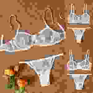 女性用レースランジェリースーツ,セクシーな花柄下着 - Product Image 1