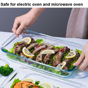 Plat de cuisson en verre borosilicate en gros, résistant à la chaleur, compatible four et micro-ondes, plat de service alimentaire, grande assiette en verre pour <span class=keywords><strong>gratin</strong></span> de <span class=keywords><strong>poisson</strong></span> - Product Image 1