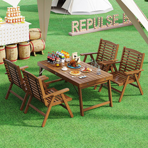 Tables et chaises pliantes modernes en bambou pour l'extérieur, sans installation requise, portables, pour stands, camping, petite taille, adaptées à la maison - Product Image 5