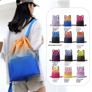 <b>Foldable</b> Large Capacity Waterproof Sports <b>Backpack</b> Drawstring Custom Logo Advertising Polyester Lining for Outdoor Travel Bag - Product Image 3