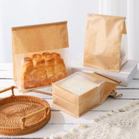 Sacs d'emballage personnalisés en papier kraft brun pour boulangerie avec fermeture à lien métallique et fenêtre autocollante pour biscuits et aliments