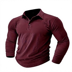 Nouveau style de polo à manches longues pour homme, style européen et américain, couleur unie, commerce transfrontalier - Product Image 3