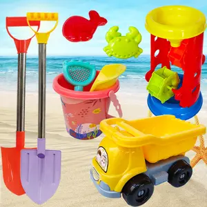 Jouets de plage en silicone portables bon marché camion à benne basculante château de sable pelle bébé jouets de plage en silicone pour enfants tout-petits garçons filles