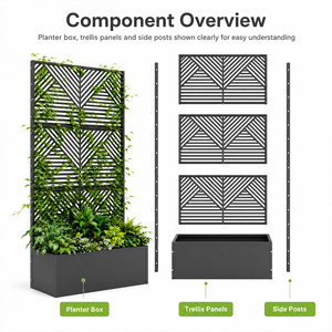 New Style Planter Box with <strong>Trellis</strong> Outdoor Garden Raised Planter Bed Privacy Screen <strong>Trellis</strong> Planter for Climbing Vines Plants - Product Image 3