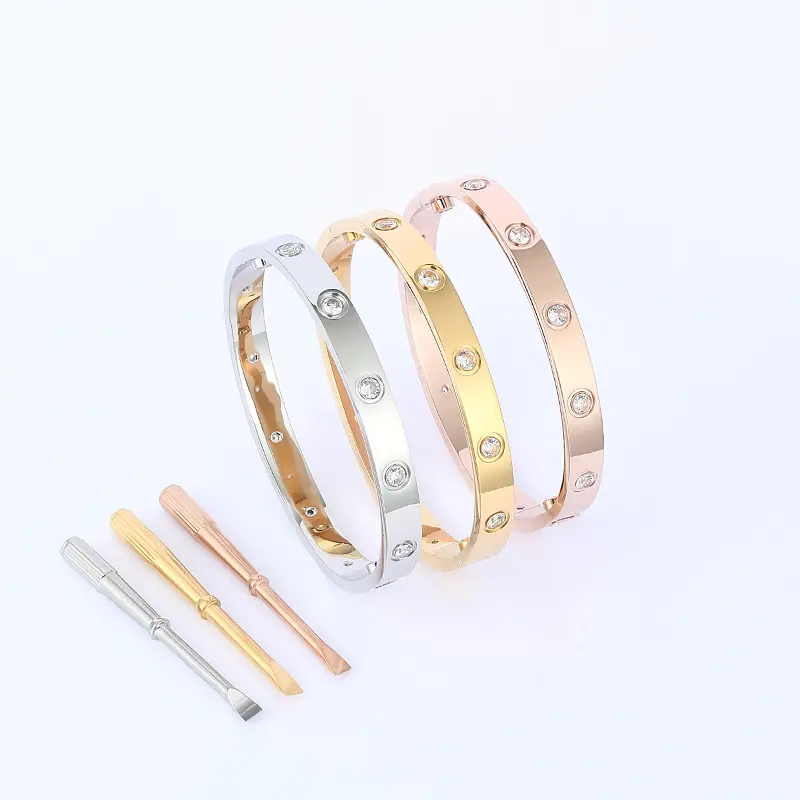 Fashion Luxury Designer Nail Bracelet Stainless Steel 18K Gold Plated Screwdriver Screw Love Brand Bangle Bracelet For Couple