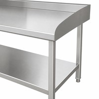 Table de travail double couche en acier inoxydable avec protection anti-éclaboussures arrière et latérale, revêtement autonettoyant pour cuisine commerciale
