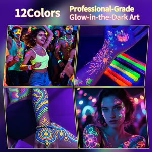 Custom UV <strong>Temporary</strong> <strong>Tattoo</strong> Marker <strong>Pens</strong> with Sticker Brush Tip Waterproof Glow in the Dark <strong>Temporary</strong> <strong>Tattoo</strong> for Body Painting - Product Image 6